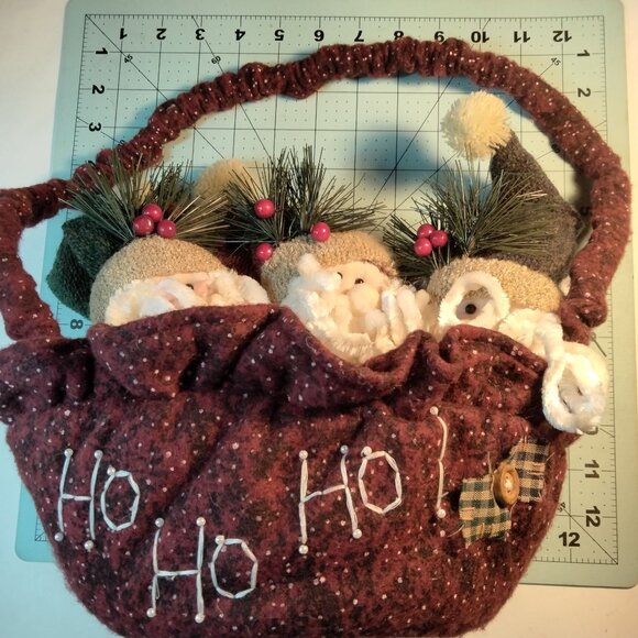 Santa Basket Plush Santas HO HO Greenery - Picture 11 of 12